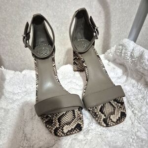 Vince Camuto Taupe and Snake Print Heels...SIZE:91/2